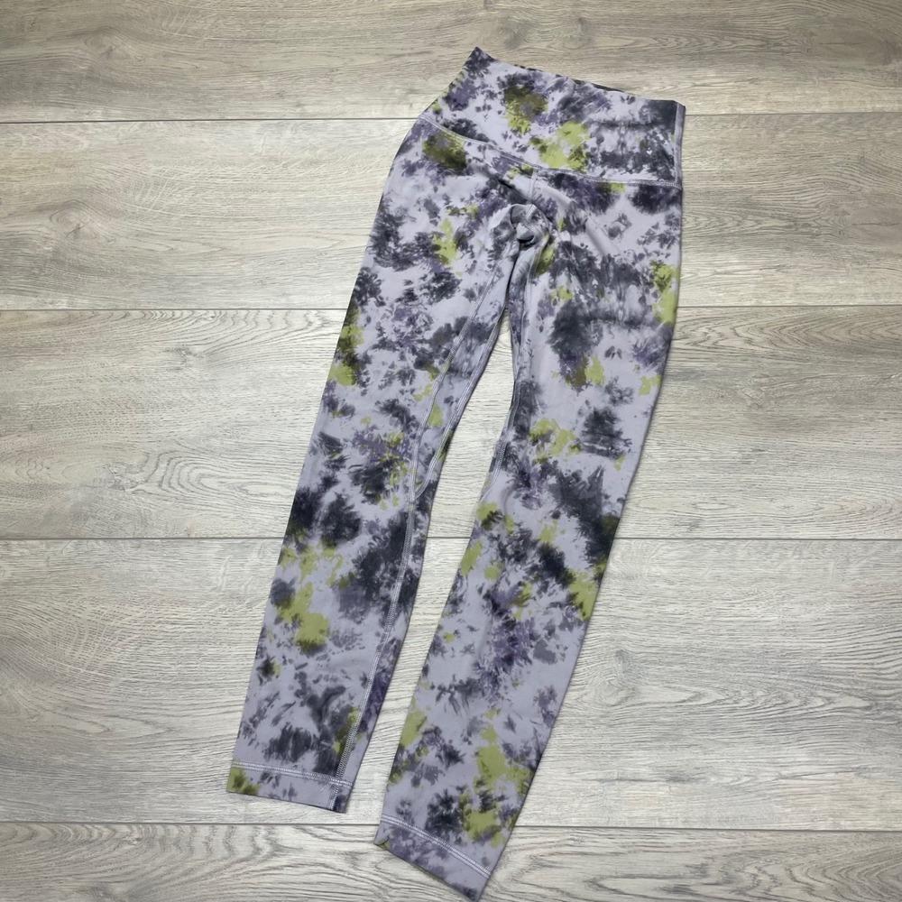 Lululemon Align Leggings Womens 2 Purple Green Tie Dye High Rise Yoga Pants
